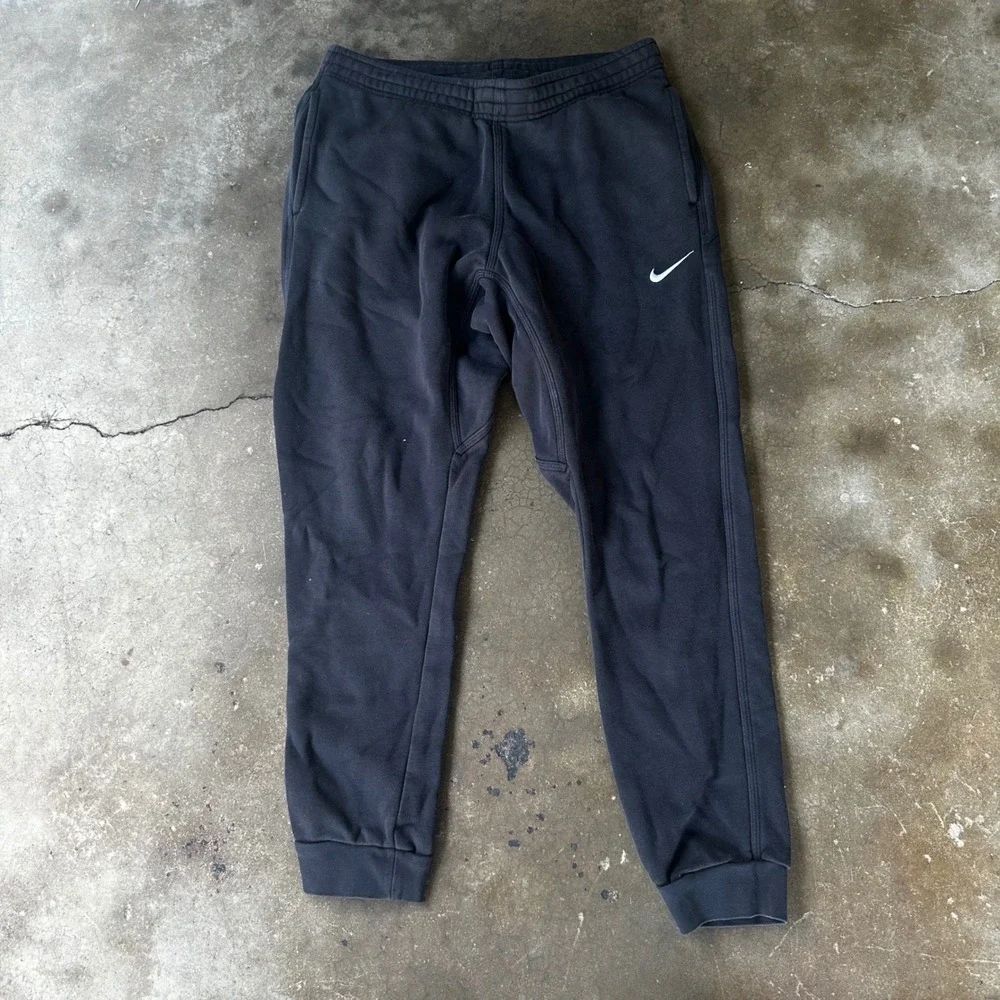 Nike Sweatpants Mens Large Black Excellent Fleece Joggers Swoosh Logo